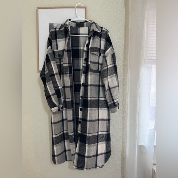 Jackets & Blazers - Plaid Longline Coat